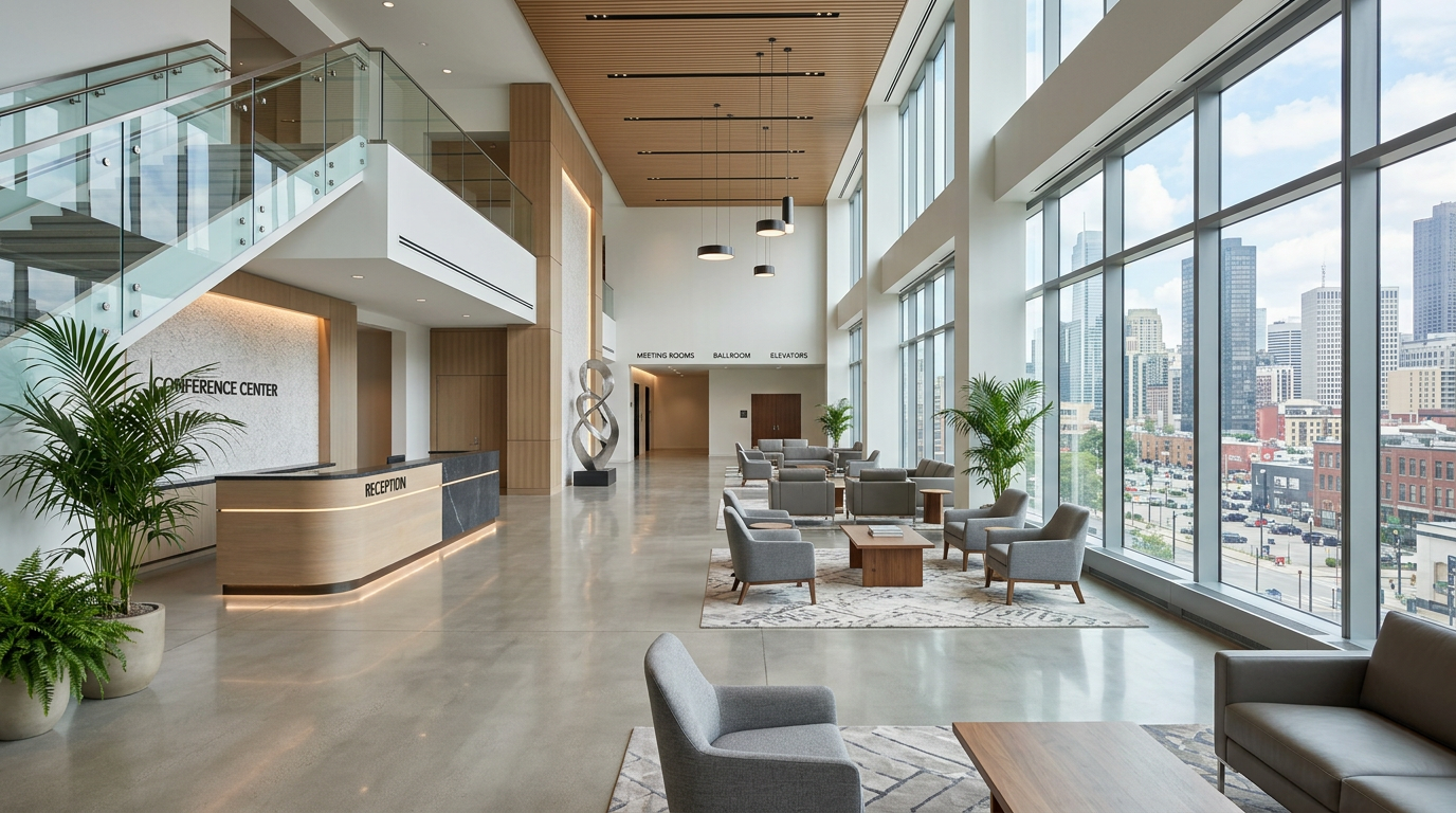 Konsultacje architektoniczne i funkcjonalne – foyer konferencyjne